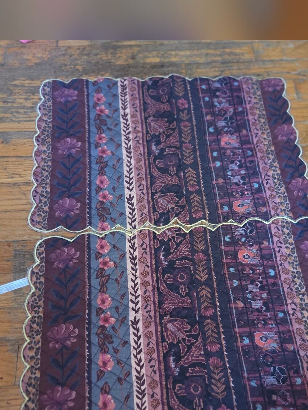 Urban Outfitters Floral Striped Placemat Set in Plum and Mauve Set Of 2